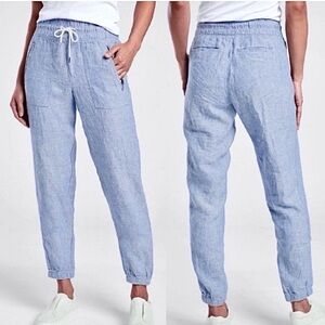 Athleta Cabo Linen Jogger Pant in Chambray Blue 0